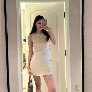 VRG GRL Chic Cream Sleeveless Mini Dress